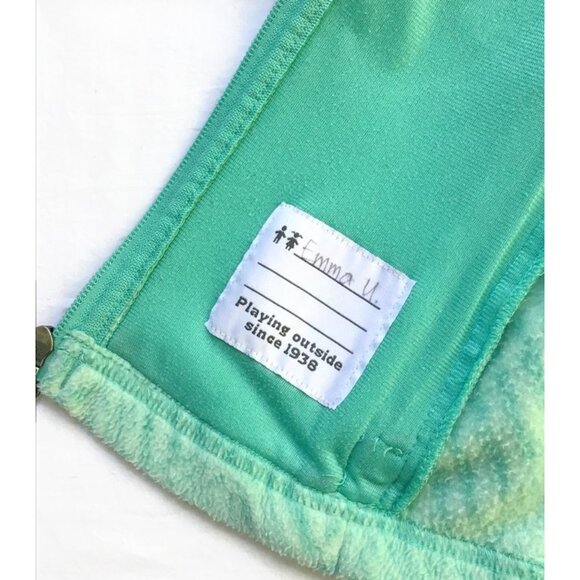 Columbia Full Zip Fleece Jacket Girls S Small 7/8 Aqua Teal Green Zig Zag Stripe - Picture 9 of 11